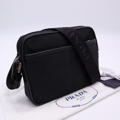 極美品 PRADA プラダ Re-Nylon サフィアーノ ショルダーバッグ NERO 2VH144 ショルダーバッグ ブラック ナイロン サフィアーノ メンズ