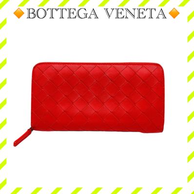 美品 ボッテガヴェネタ マキシイントレチャート ラウンドジップウォレット 長財布
