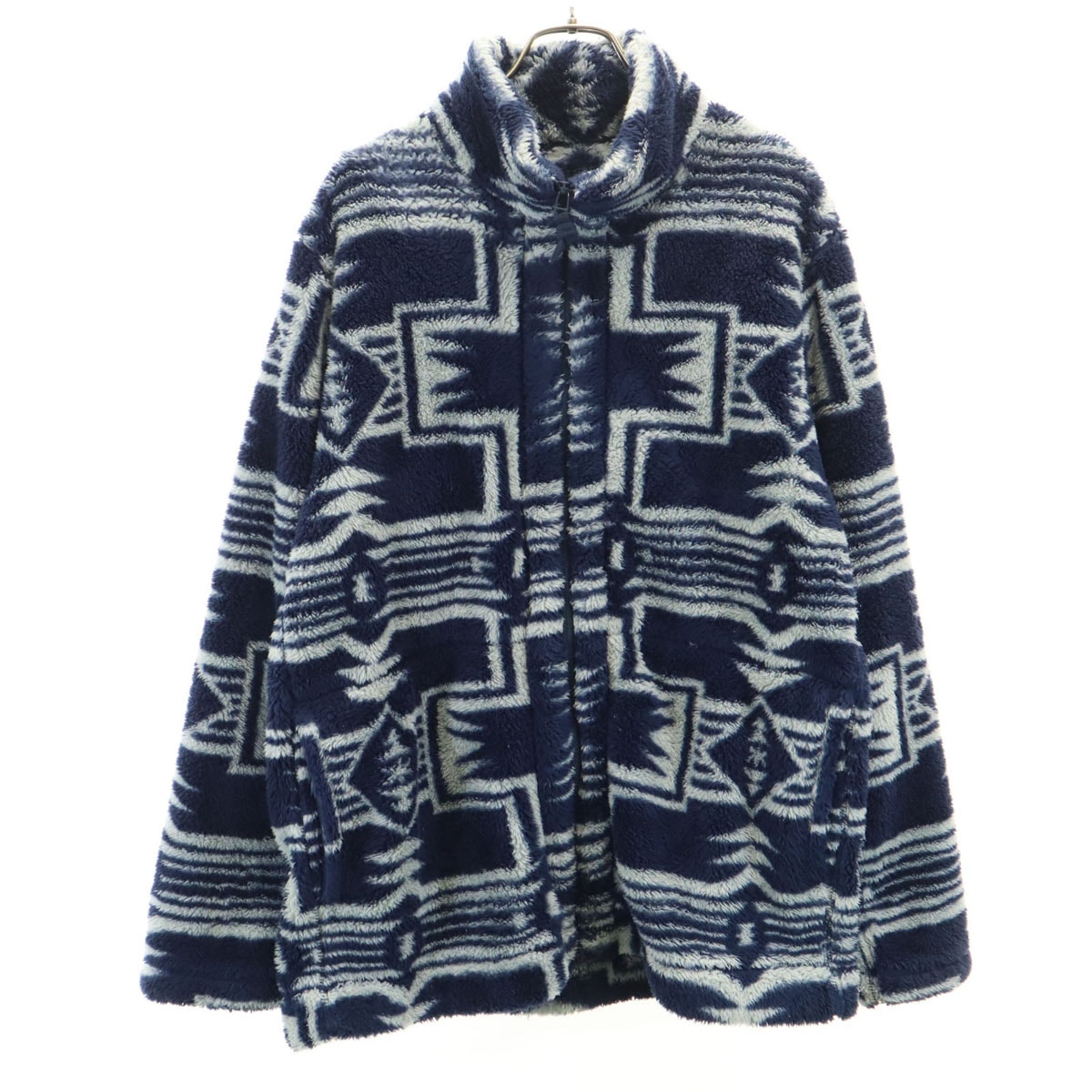 snowpeak スノーピーク 総柄 フリースジャケット L ネイビー アウトドア