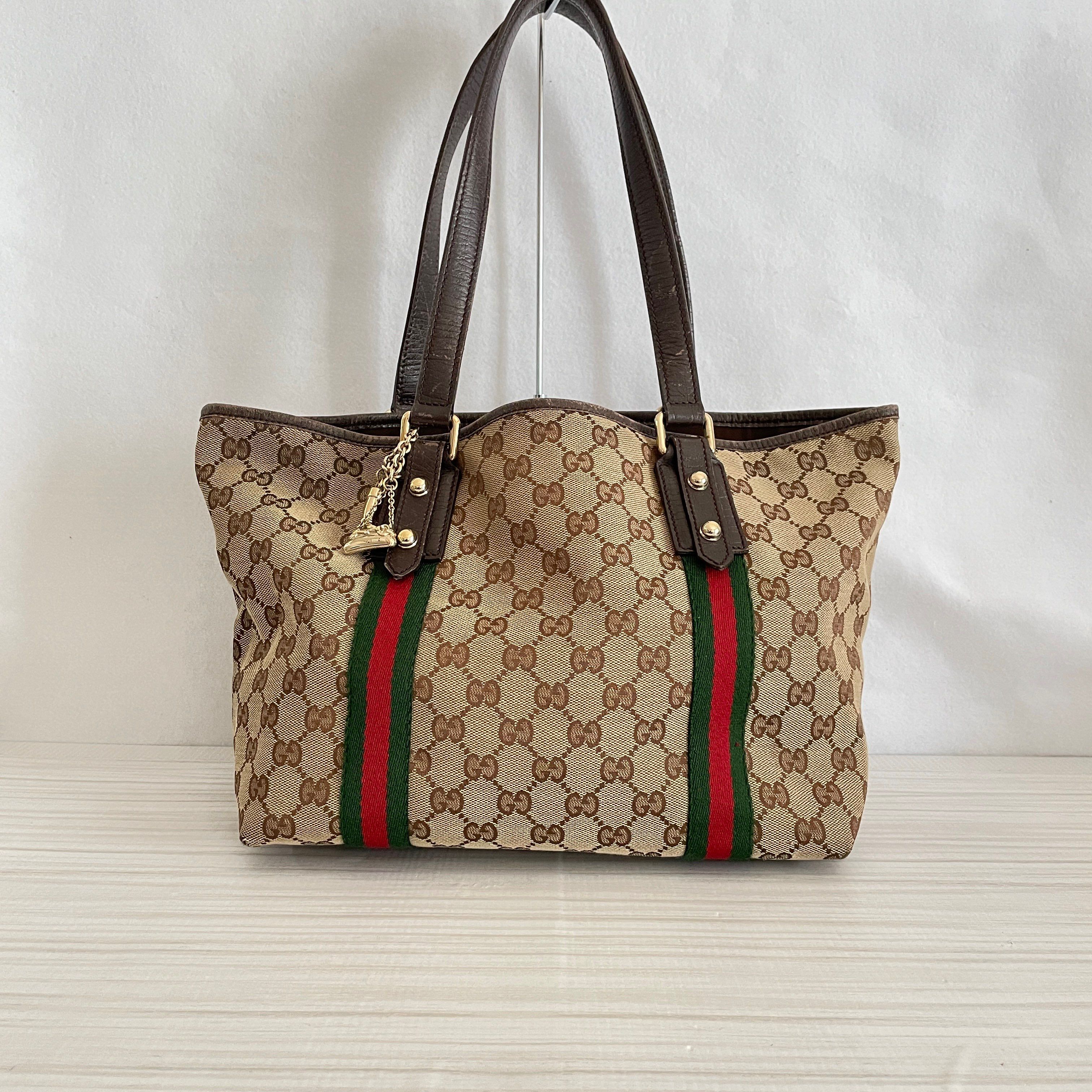 GUCCI GG Canvas Leather Tote Bag "Beige"