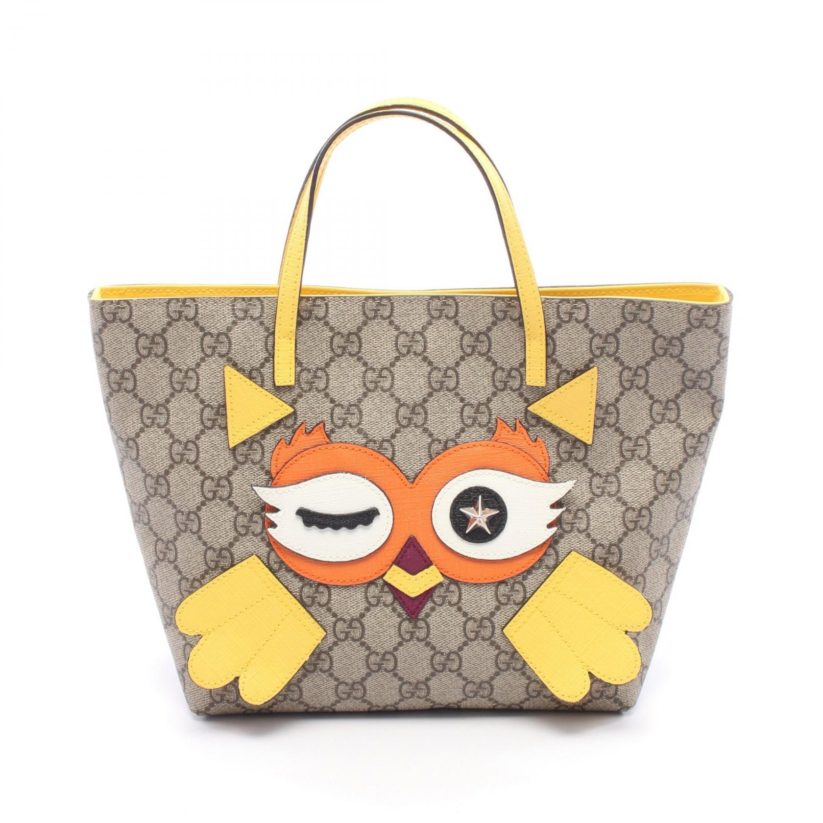 グッチ GUCCI チルドレンズ GGスプリーム ハンドバッグ バッグ PVCコーティングキャンバス レザー レディース ベージュ系 / イエロー系 / マルチカラー 477488 【中古】