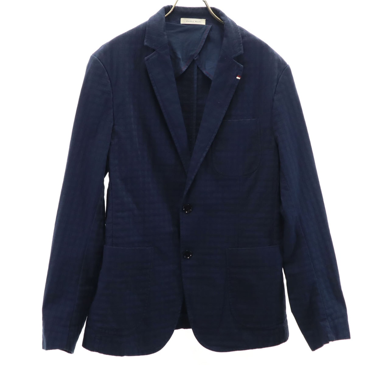 ZARA MAN ザラマン 総柄 テーラードジャケット 52 ネイビー