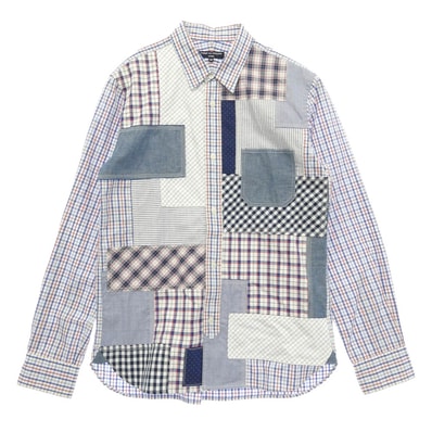 COMME des GARCONS HOMME コムデギャルソンオム AD2014 HO-B048 CDG パッチワーク チェック ストラップ 柄 長袖 シャツ マルチカラー系 M【中古】