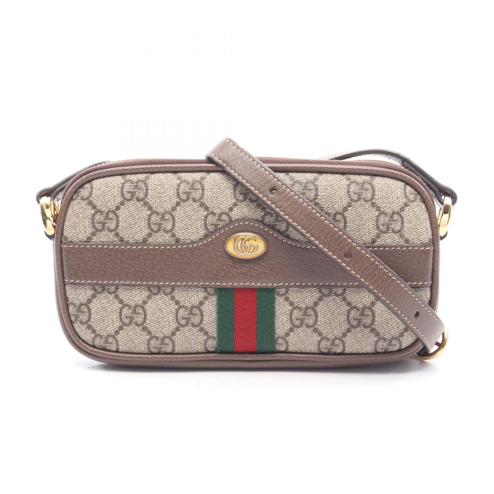 グッチ GUCCI オフィディア GGスプリーム シェリーライン ショルダーバッグ バッグ PVCコーティングキャンバス レザー レディース ベージュ系 / ブラウン系 / マルチカラー 598664 【中古】