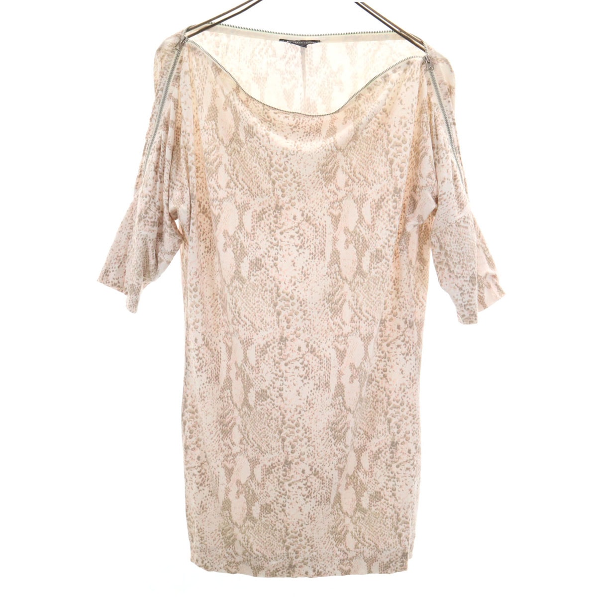 ARMANI EXCHANGE アルマーニエクスチェンジ パイソン柄 7分袖 カットソー S アイボリー系