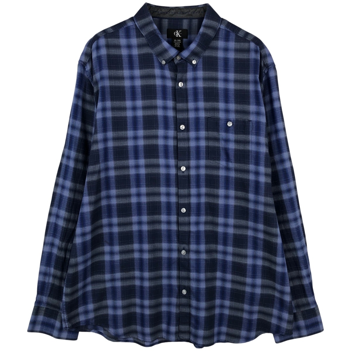 古着 90~00年代 カルバンクライン Calvin klein オンブレチェック 半袖 ボタンダウン チェックシャツ メンズXL相当/rab181195
