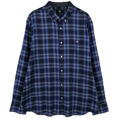 古着 90~00年代 カルバンクライン Calvin klein オンブレチェック 半袖 ボタンダウン チェックシャツ メンズXL相当/rab181195