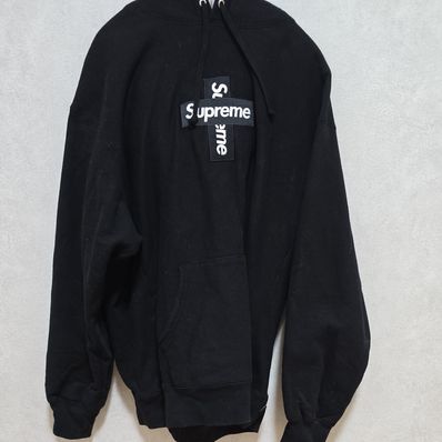 Supreme Cross Box Logo Hooded Sweatshirt "Black"