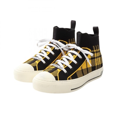 ディオール Dior WALK'N'DIOR ハイトップ チェック スニーカー 靴 ファブリック レディース イエロー系 / ブラック系 KCK341TKT 【中古】