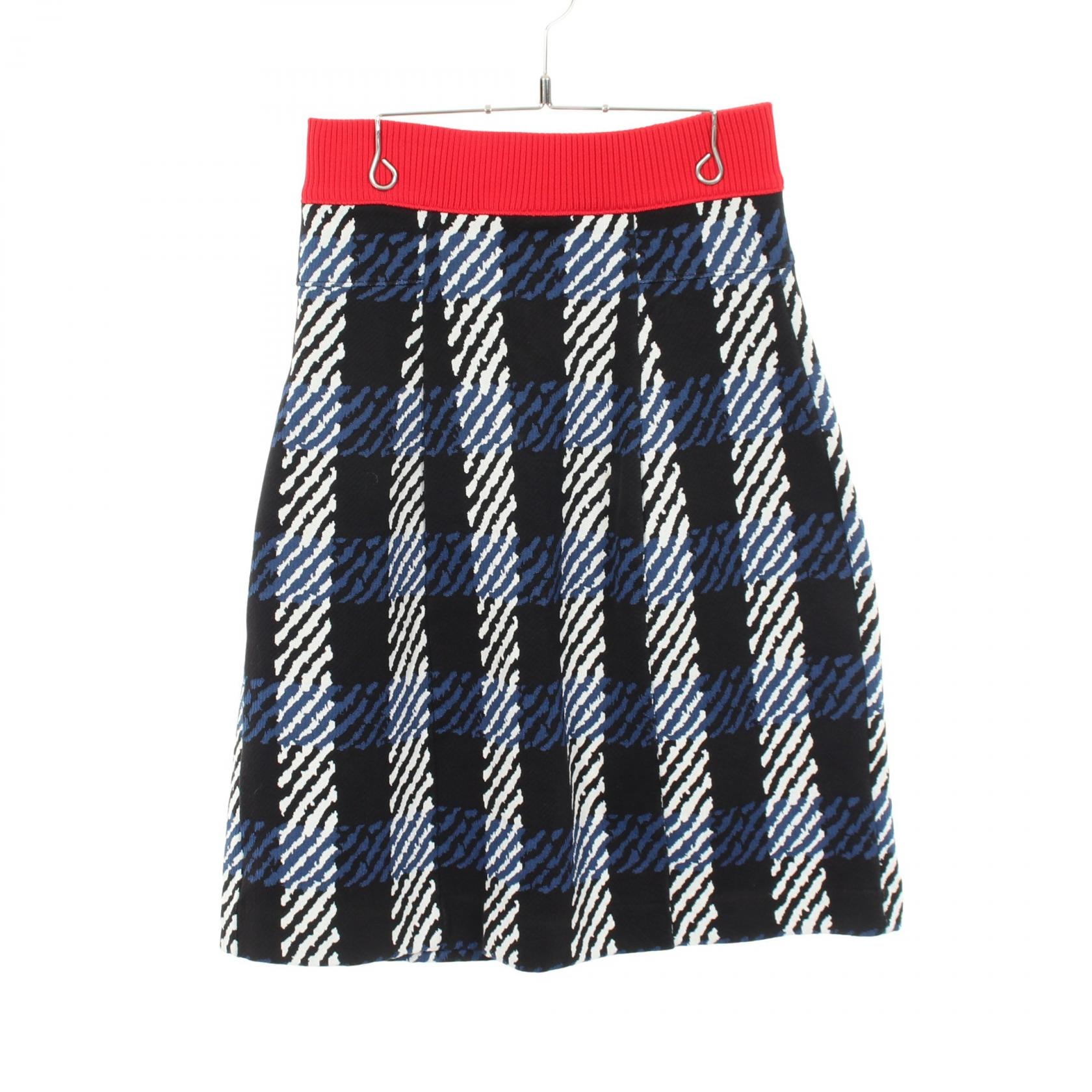 マルニ MARNI リブジャカード チェック ニット スカート 衣料品 ボトムス コットン ナイロン レディース ネイビー系 【中古】