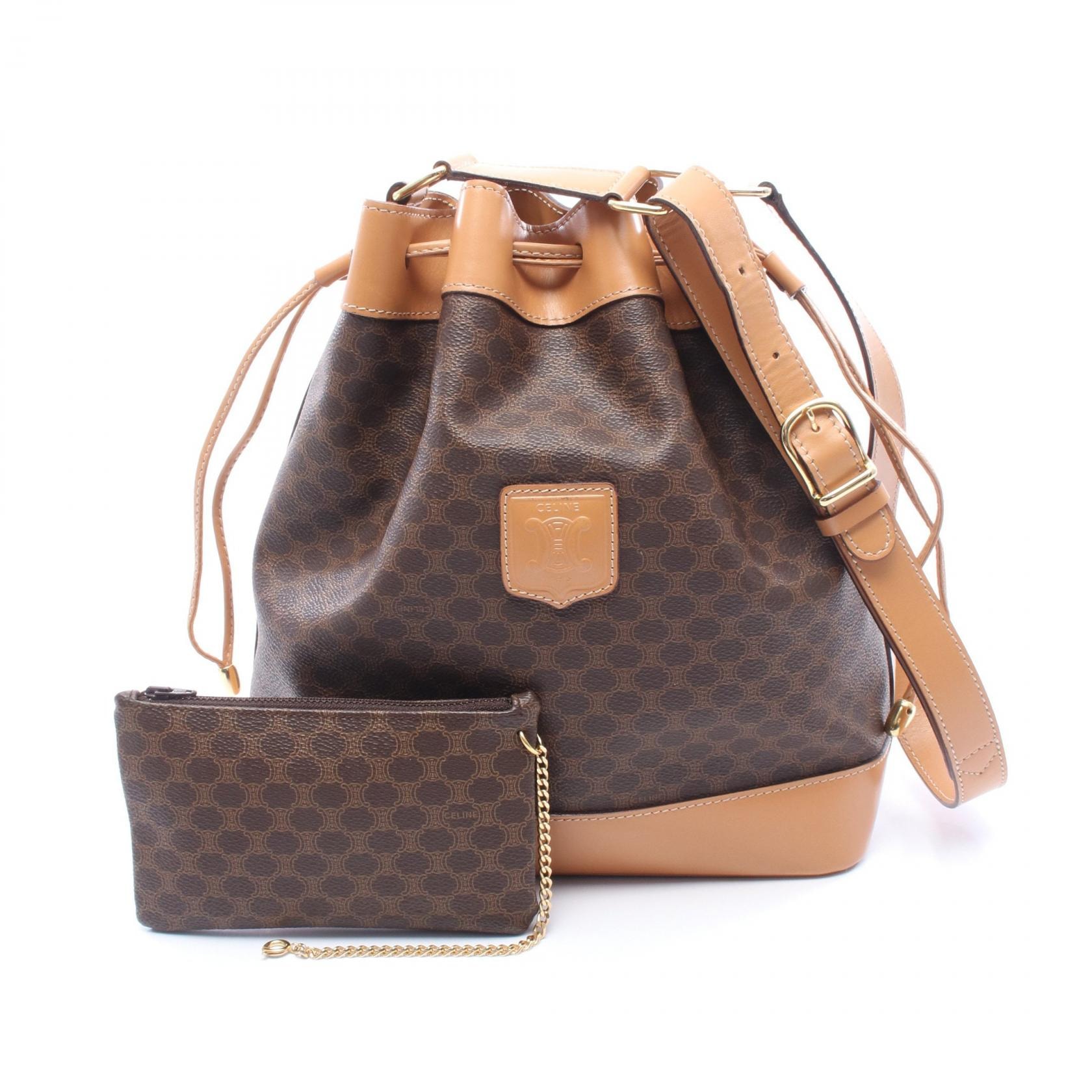 セリーヌ CELINE マカダム ショルダーバッグ PVC レザー ダーク 