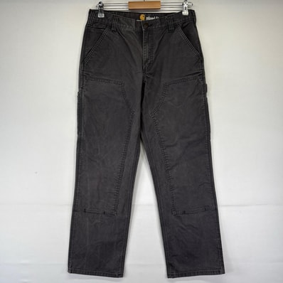 古着 カーハート Carhartt パンツ ダック ダブルニー ペインター ワーク ワンポイントロゴ W32×L32 グレー系 メンズ