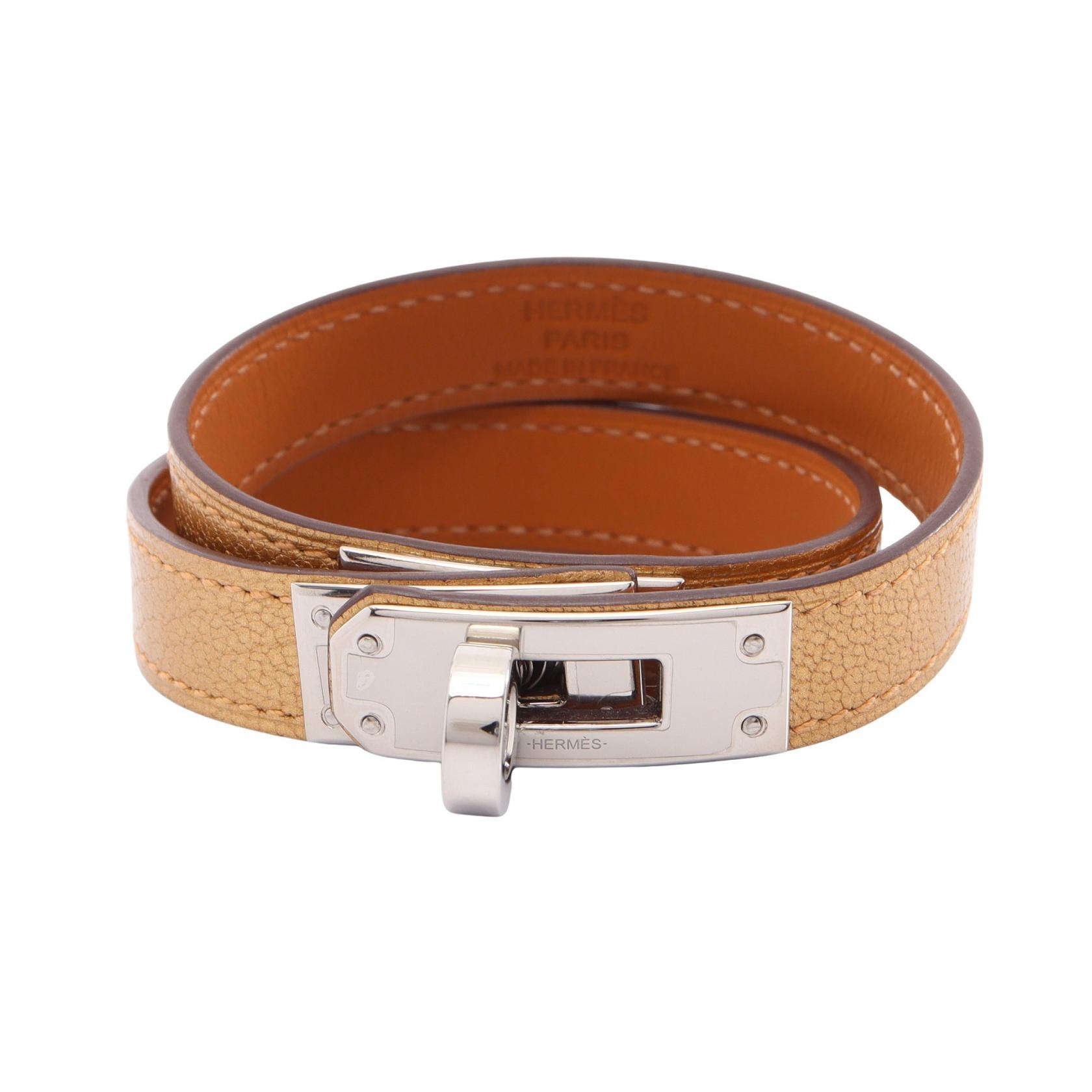 エルメス HERMES ケリーブレスレット ドゥブルトゥール ブレスレット アクセサリー レザー メタル ゴールド レディース ゴールド系 / シルバー系 【中古】