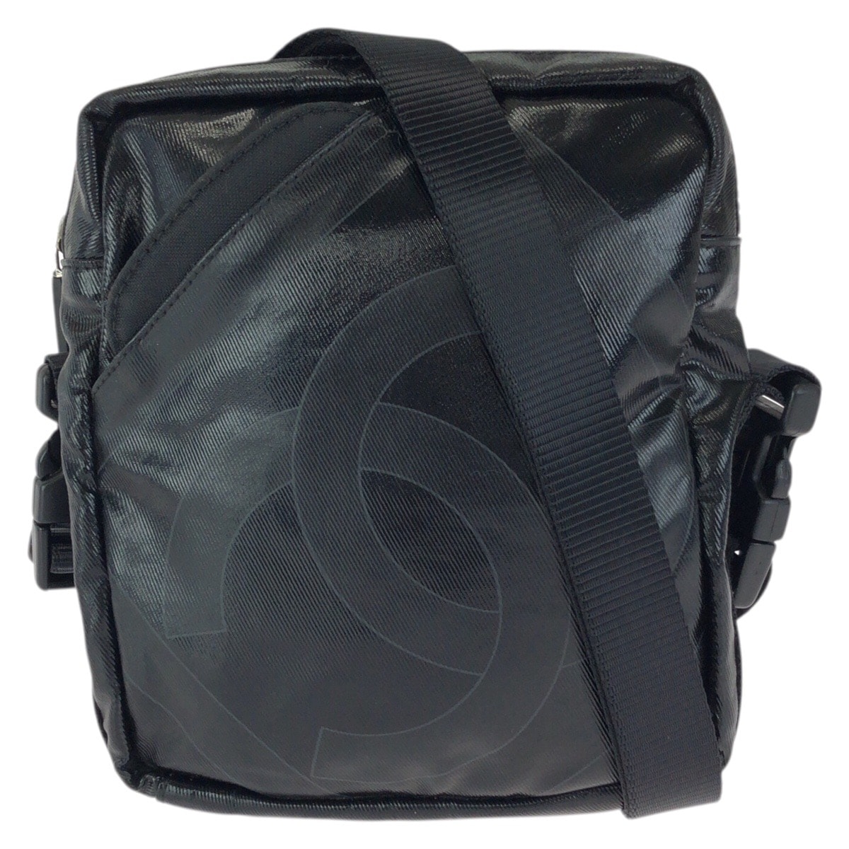 美品 CHANEL シャネル スポーツライン ココマーク ブラック 黒 シルバー金具 コーティングキャンバス ショルダーバッグ ポシェット 601589 【中古】