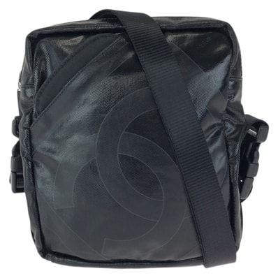 美品 CHANEL シャネル スポーツライン ココマーク ブラック 黒 シルバー金具 コーティングキャンバス ショルダーバッグ ポシェット 601589 【中古】