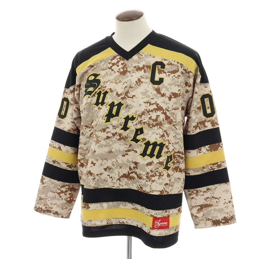 【中古】シュプリーム Supreme 2025年秋冬 Fire & Ice Hockey Jersey ポリエステル 長袖Tシャツ ベージュxブラウン【サイズL】【メンズ】