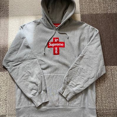 Supreme Cross Box Logo Hooded Sweatshirt "Grey"