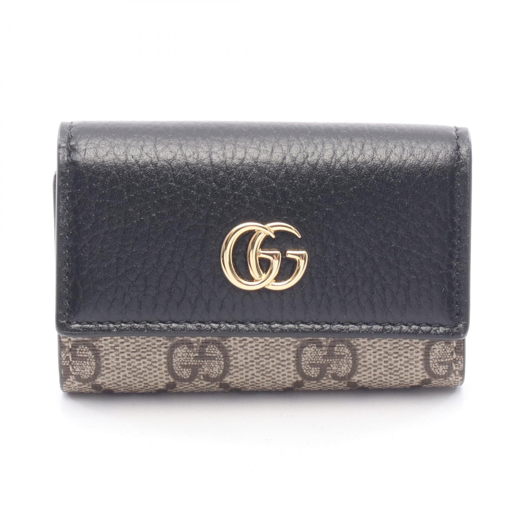 グッチ GUCCI GGマーモント プチマーモント 6連 キーケース アクセサリー レザー PVC レディース ベージュ系 / ブラウン系 / ブラック系 456118 【中古】