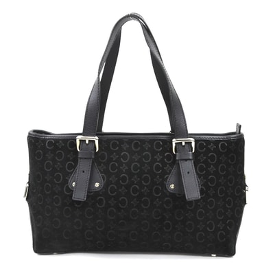 セリーヌ CELINE ハンドバッグ スエード/レザー ブラック シルバー レディース【中古】 e61253k