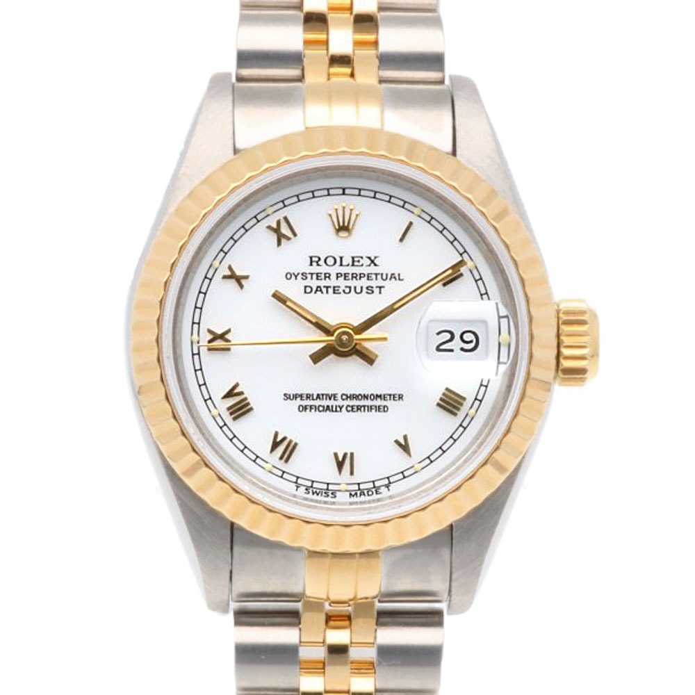 ロレックス デイトジャスト オイスターパーペチュアル 腕時計 時計 ステンレススチール 69173 自動巻き 磨き直し済 X番 レディース 1年保証 ROLEX  中古
