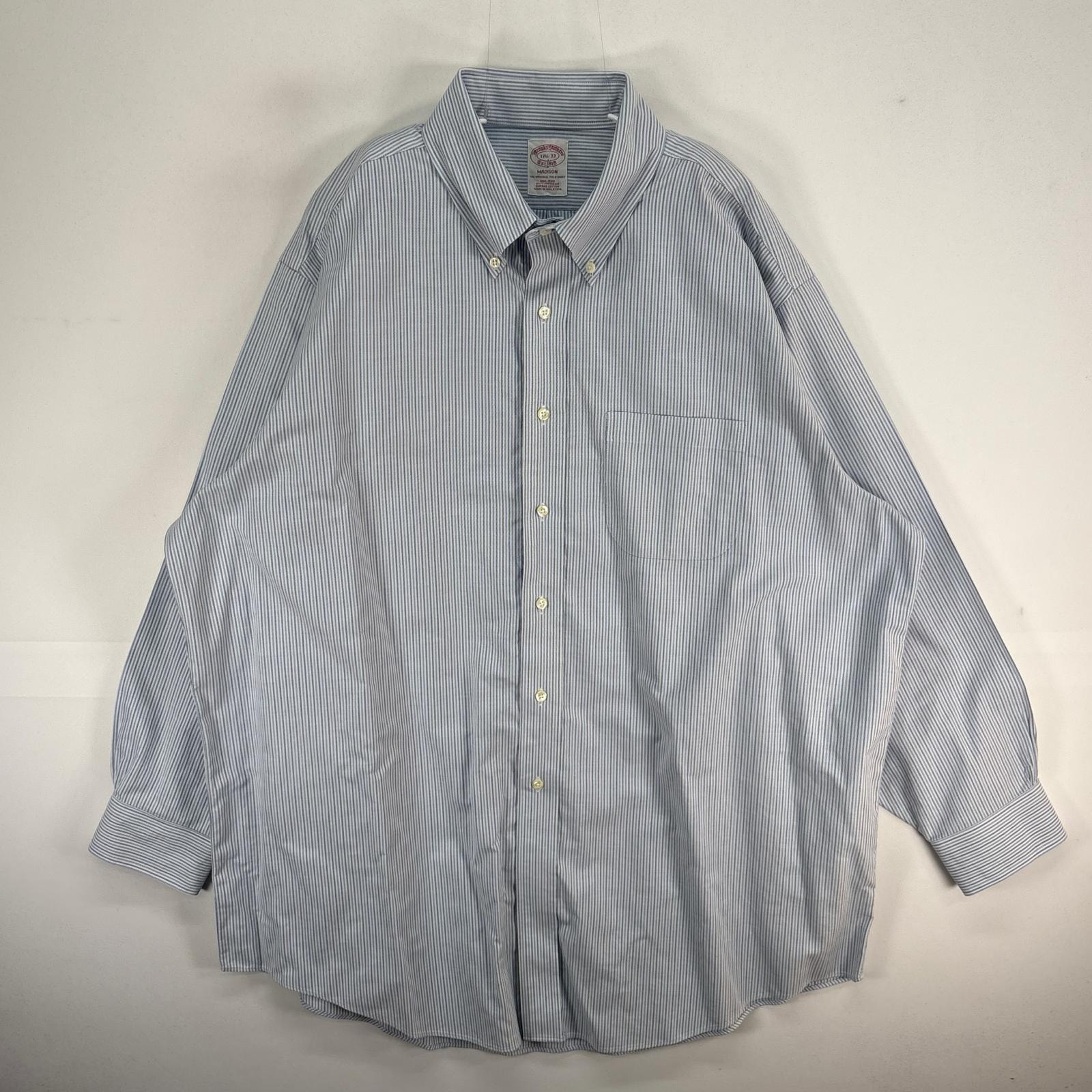 古着 ブルックスブラザーズ Brooks Brothers 長袖シャツ MADISON ボタンダウン 胸ポケ XL  ブルー系 ストライプ メンズ