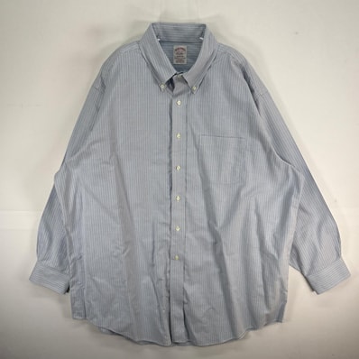 古着 ブルックスブラザーズ Brooks Brothers 長袖シャツ MADISON ボタンダウン 胸ポケ XL ブルー系 ストライプ メンズ