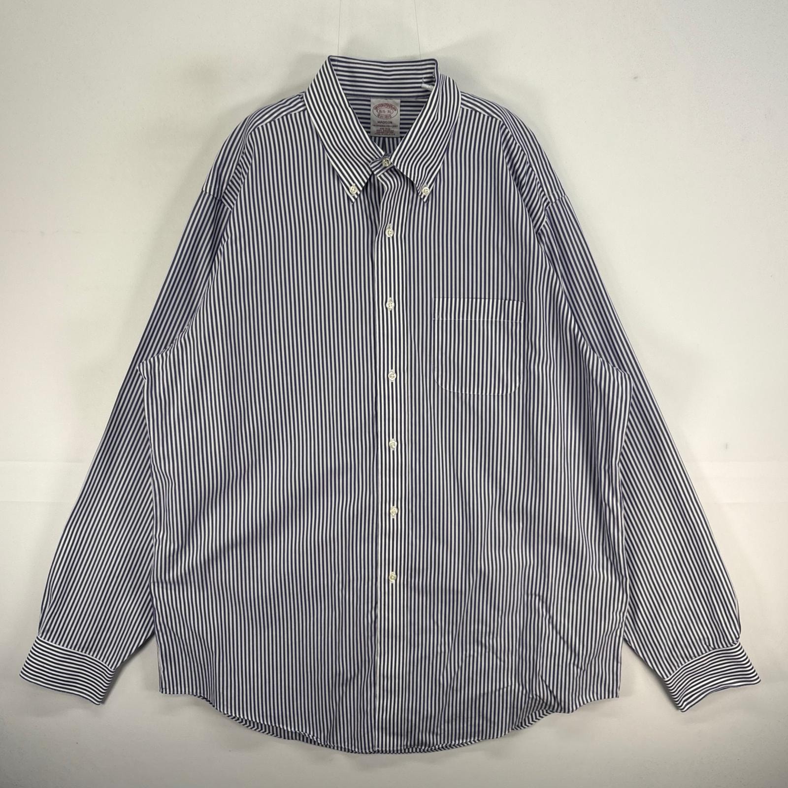 古着 ブルックスブラザーズ Brooks Brothers 長袖シャツ ボタンダウン 胸ポケ MADISON L  ブルー系 ストライプ メンズ