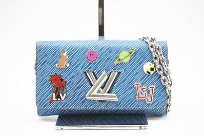 美品 LOUIS VUITTON ルイ・ヴィトン エピデニム ポルトフォイユ チェーンウォレット M62732 2wayショルダーバッグ ブルー デニム レディース