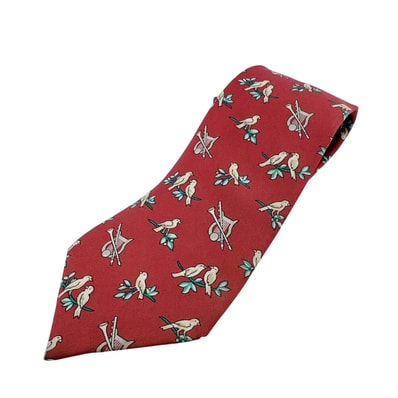 エルメス HERMES ネクタイ 鳥 通勤 ビジネス フォーマル レッド