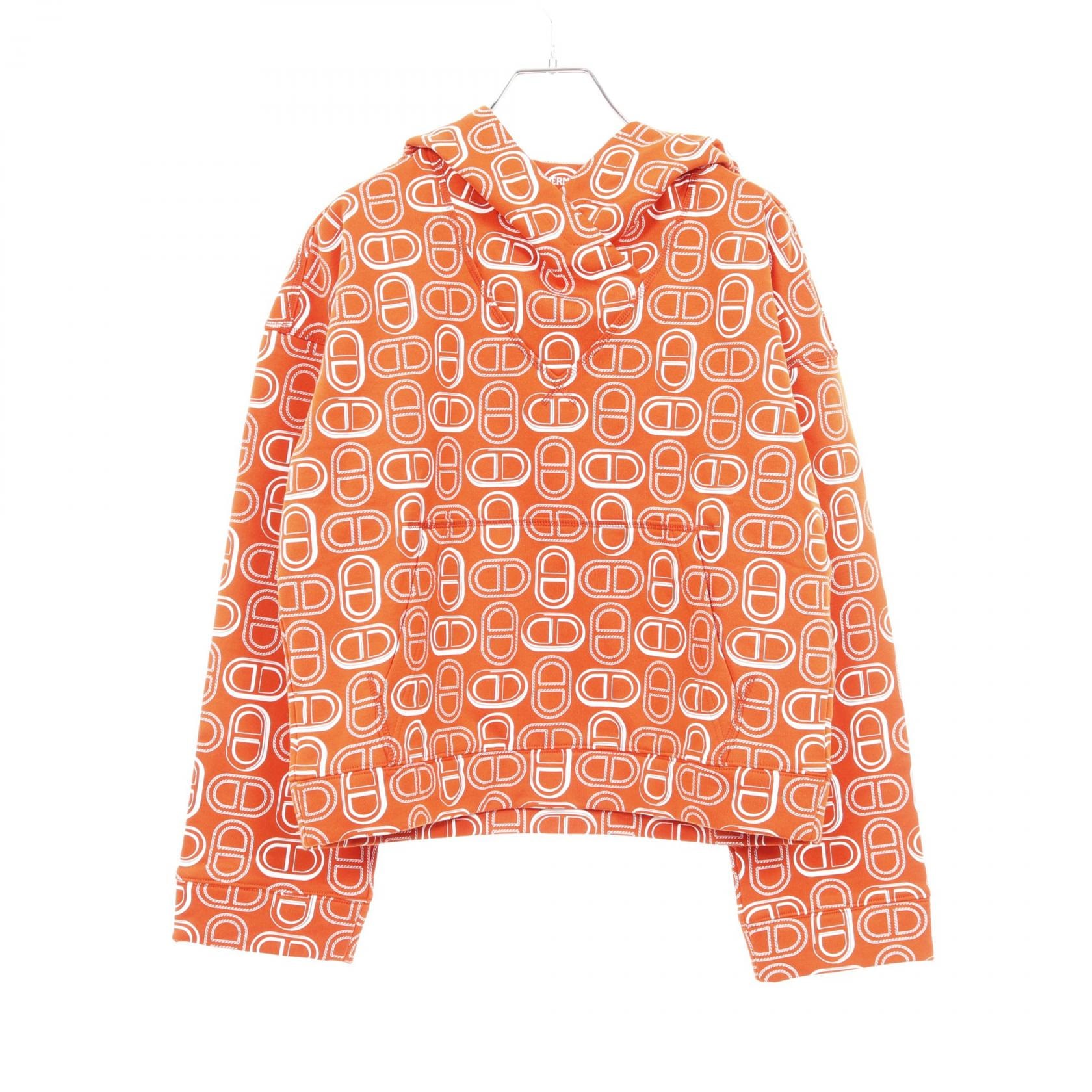 エルメス HERMES シェーヌダンクル パーカー 衣料品 トップス コットン オレンジ レディース オレンジ系 【中古】