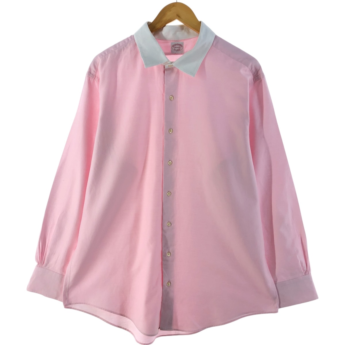 古着 ブルックスブラザーズ Brooks Brothers Est.1818 ワイドカラー 長袖 シャツ クレリックシャツ メンズXL相当/eaa538726