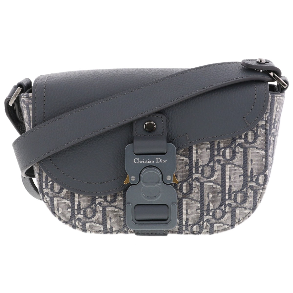 【値下げ】  Dior ディオール オブリーク サドル ショルダーバッグ ショルダーバッグ キャンバス グレー  レディース【中古】