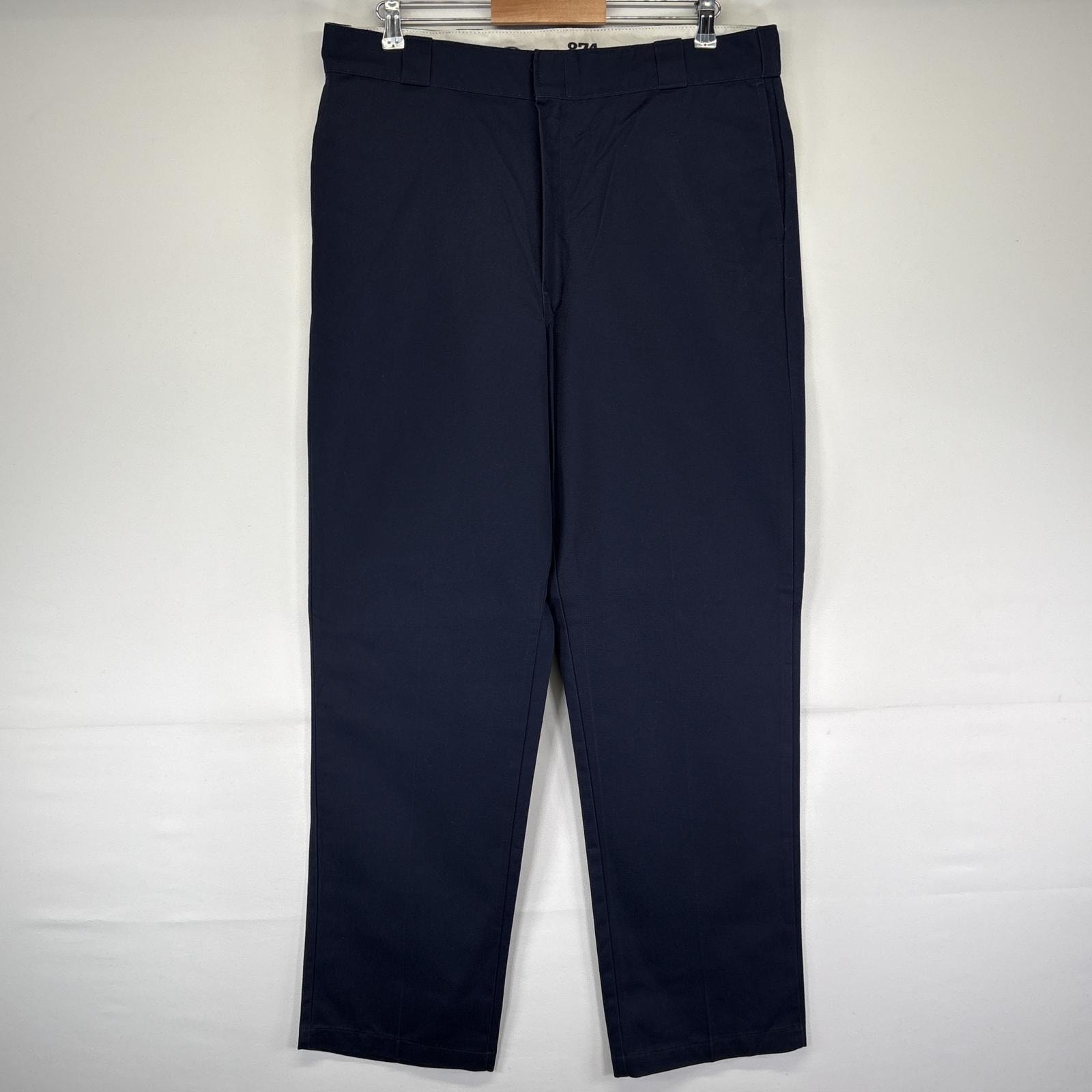 古着 ディッキーズ Dickies ワークパンツ 874 ワンポイントロゴ 長ズボン チノパン 大きいサイズ w38 L34 ネイビー メンズ