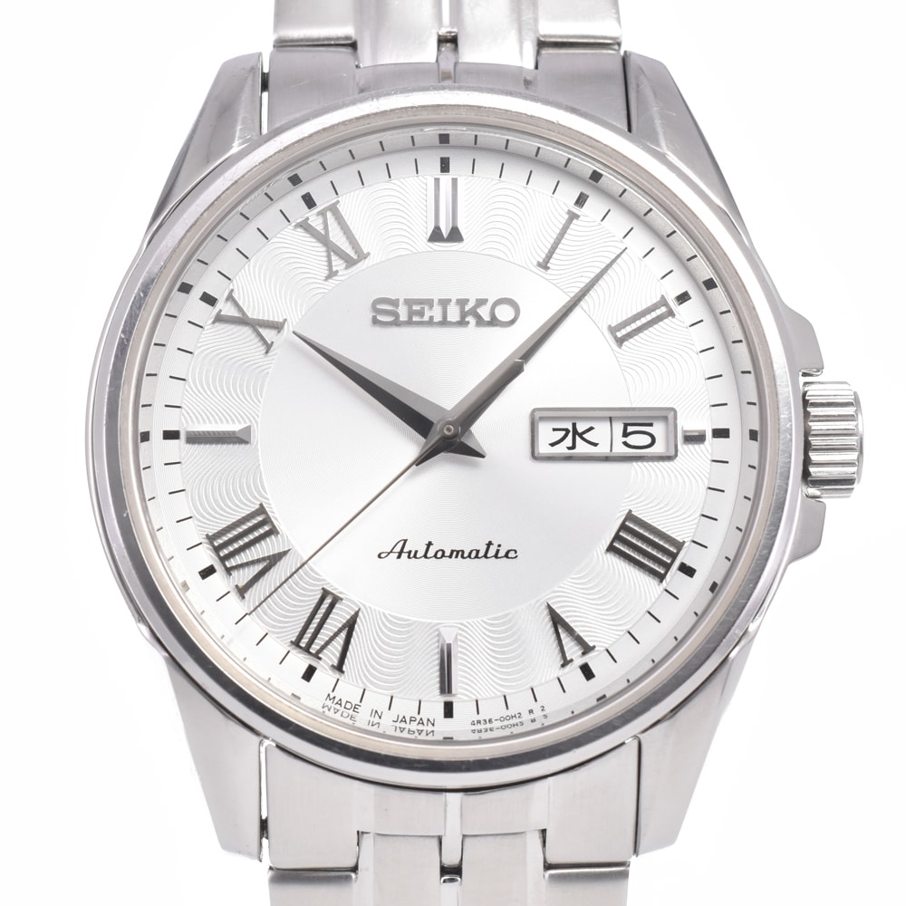 セイコー SEIKO 4R36-00M0 プレサージュ シルバー 自動巻き メンズ 箱・保証書付き 腕時計 B#149460