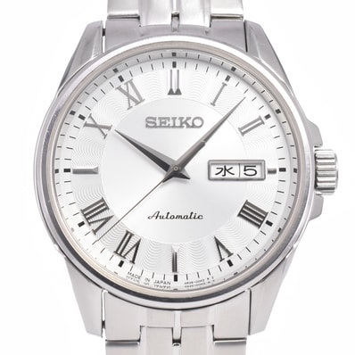 セイコー SEIKO 4R36-00M0 プレサージュ シルバー 自動巻き メンズ 箱・保証書付き 腕時計 B#149460