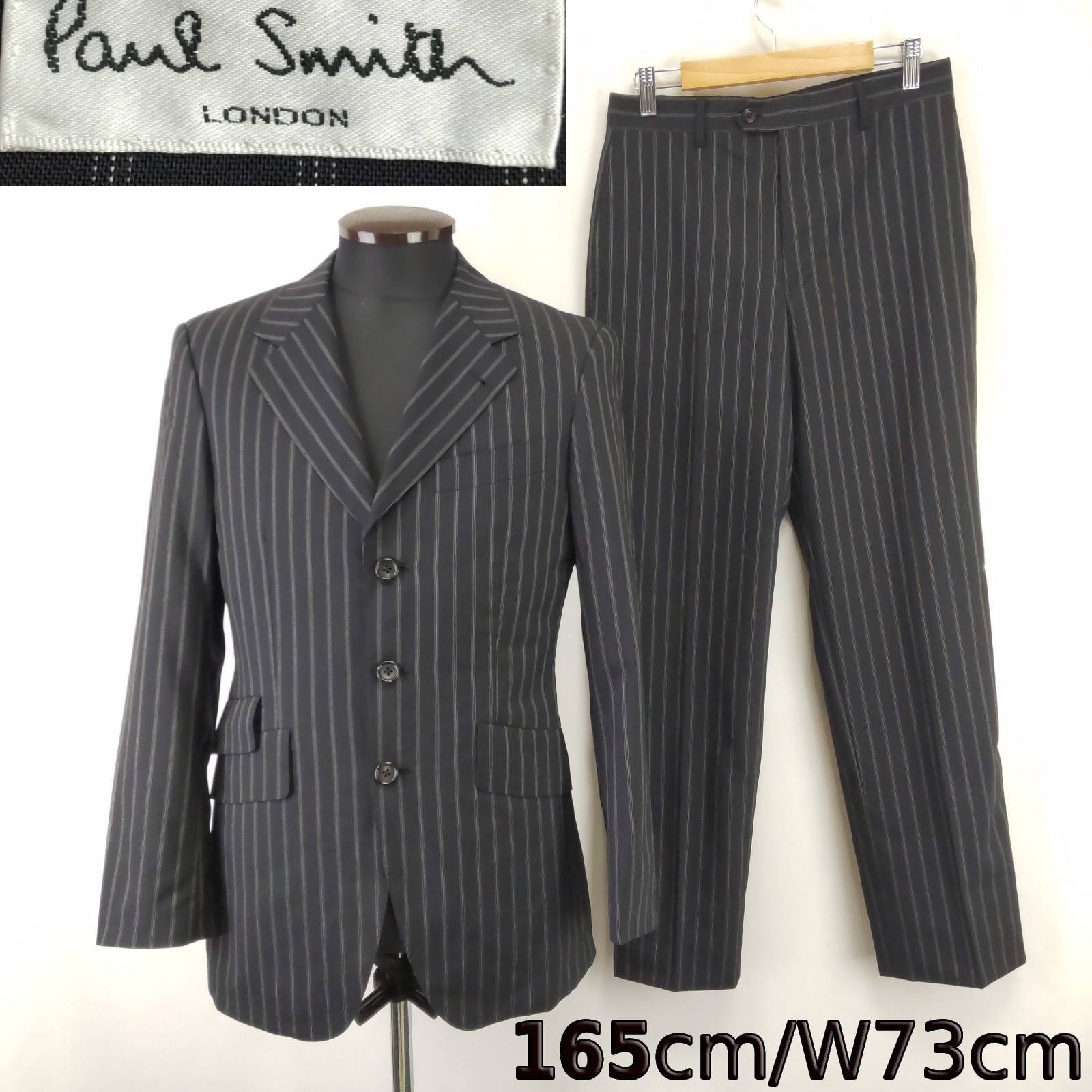 Paul Smith/ポールスミス★背抜きスーツ/上下セットアップ【メンズS/黒/black/ストライプ柄】スラックス/Jacket/Pants/ジョイックス/日本正規代理店タグ◆BJ163-f