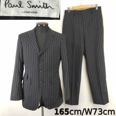 Paul Smith/ポールスミス★背抜きスーツ/上下セットアップ【メンズS/黒/black/ストライプ柄】スラックス/Jacket/Pants/ジョイックス/日本正規代理店タグ◆BJ163-f