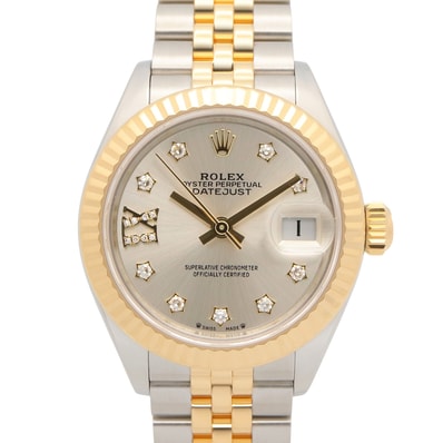 ロレックス ROLEX デイトジャスト 28 9P/IXダイヤ 腕時計 時計 K18(イエローゴールド) ステンレススチール ダイヤモンド レディース シルバー系 279173G 【中古】