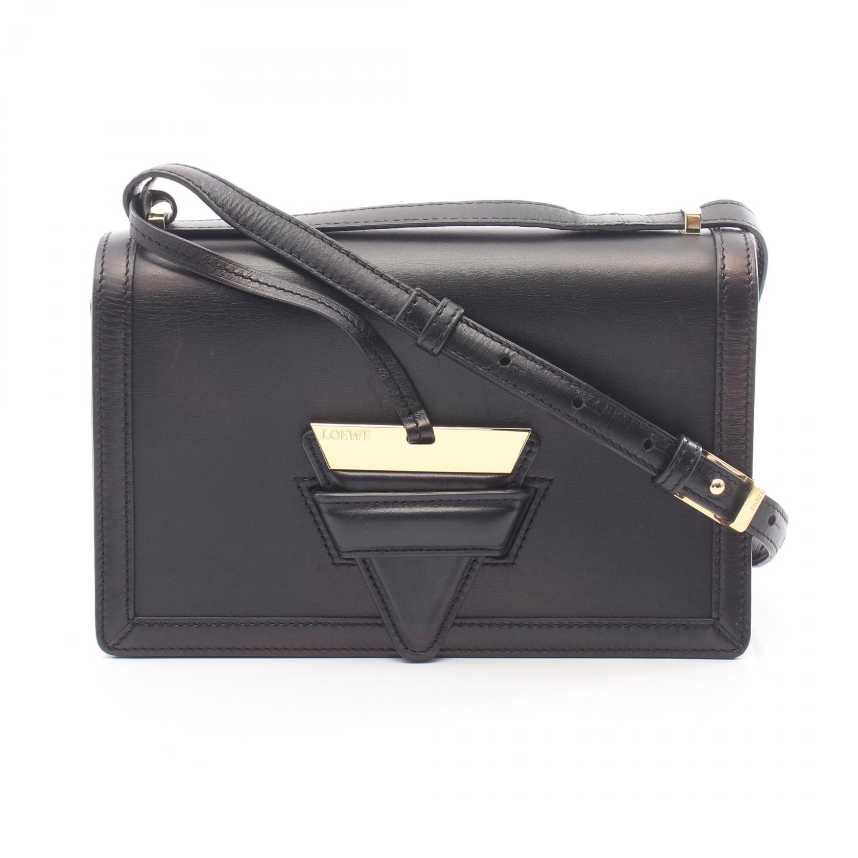 ロエベ LOEWE バルセロナ ショルダーバッグ バッグ レザー レディース ブラック系 【中古】