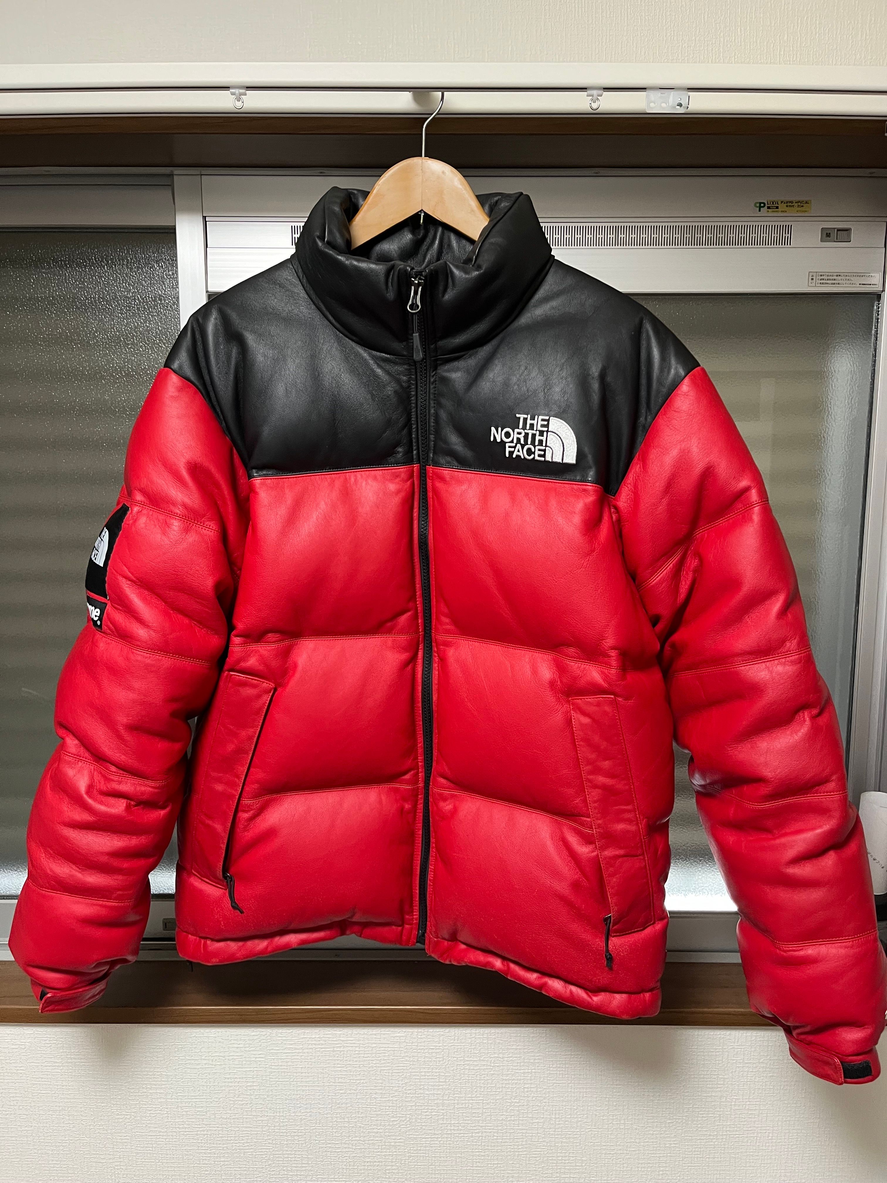 Supreme x The North Face Leather Nuptse Jacket "Red"