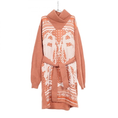 エルメス HERMES BRIDES DE GALA 切替 ワンピース 衣料品 トップス シルク ウール カシミヤ シルク ホワイト レディース オレンジ系 / ホワイト系 【中古】