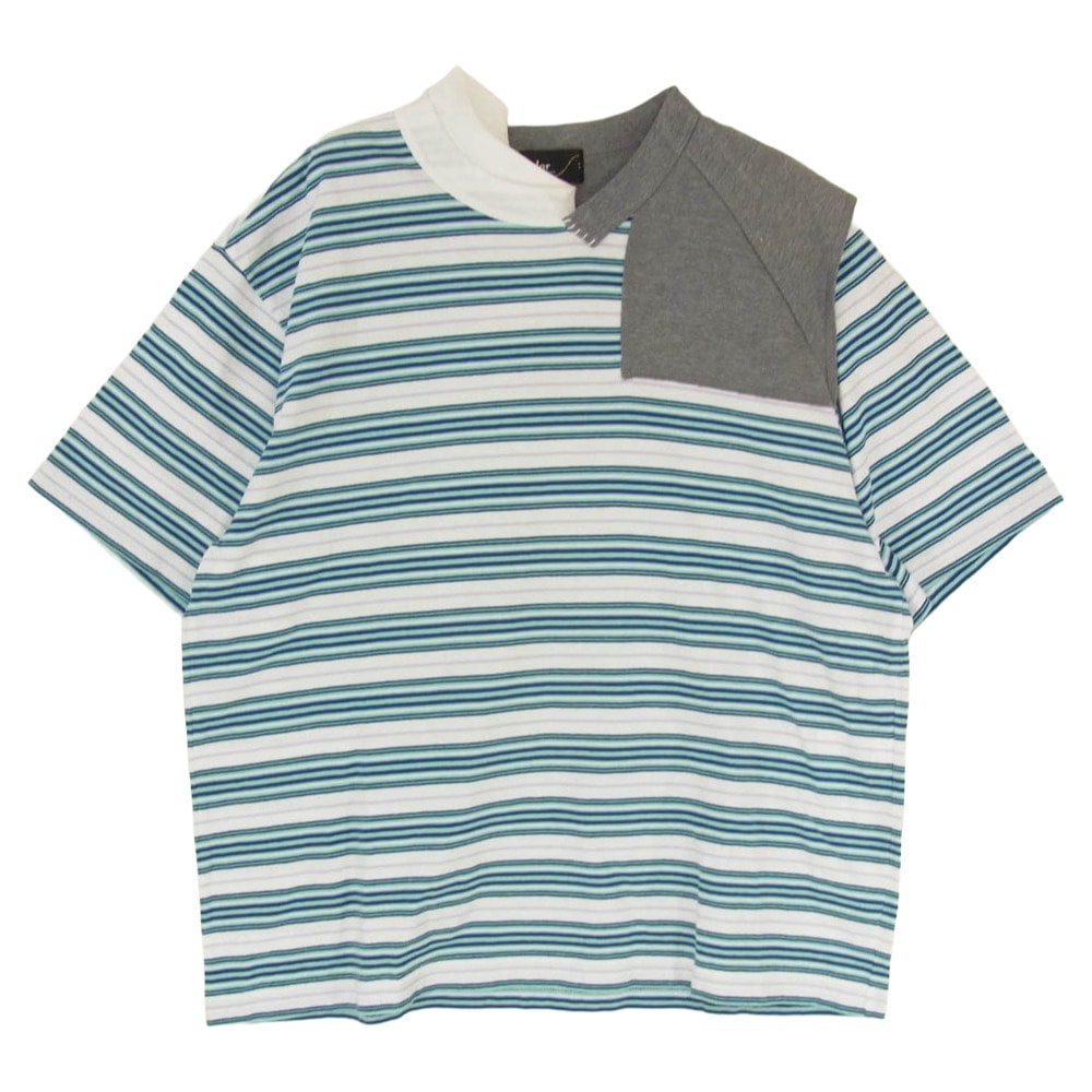 kolor カラー Tシャツ 25SS 25SCM-T21219S ボーダー切替 ドッキング クルーネック 半袖 Tシャツ グリーン系 2【中古】