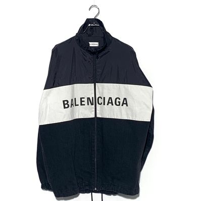 BALENCIAGA Logo Nylon Denim Track Jacket "Black"