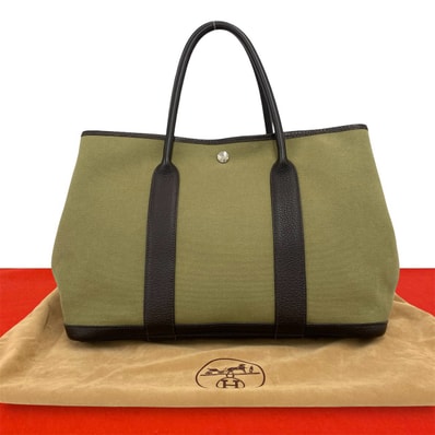 HERMES エルメス ガーデンパーティ PM トワルオフィシエ ブッフル ハンドバッグ カーキ
16089