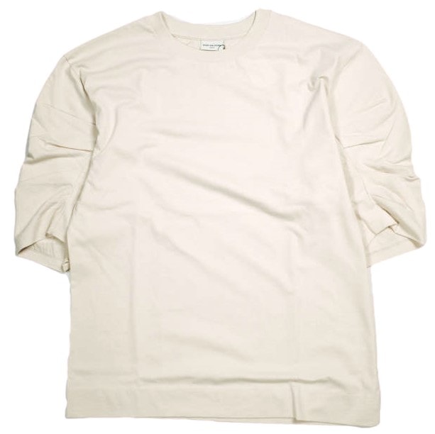 新品 DRIES VAN NOTEN ドリスヴァンノッテン 24SS HEYNET タックスリーブ七分袖カットソー 241-011118-8603-005 S ECRU 定価41,800円 Tシャツ トップス g25008