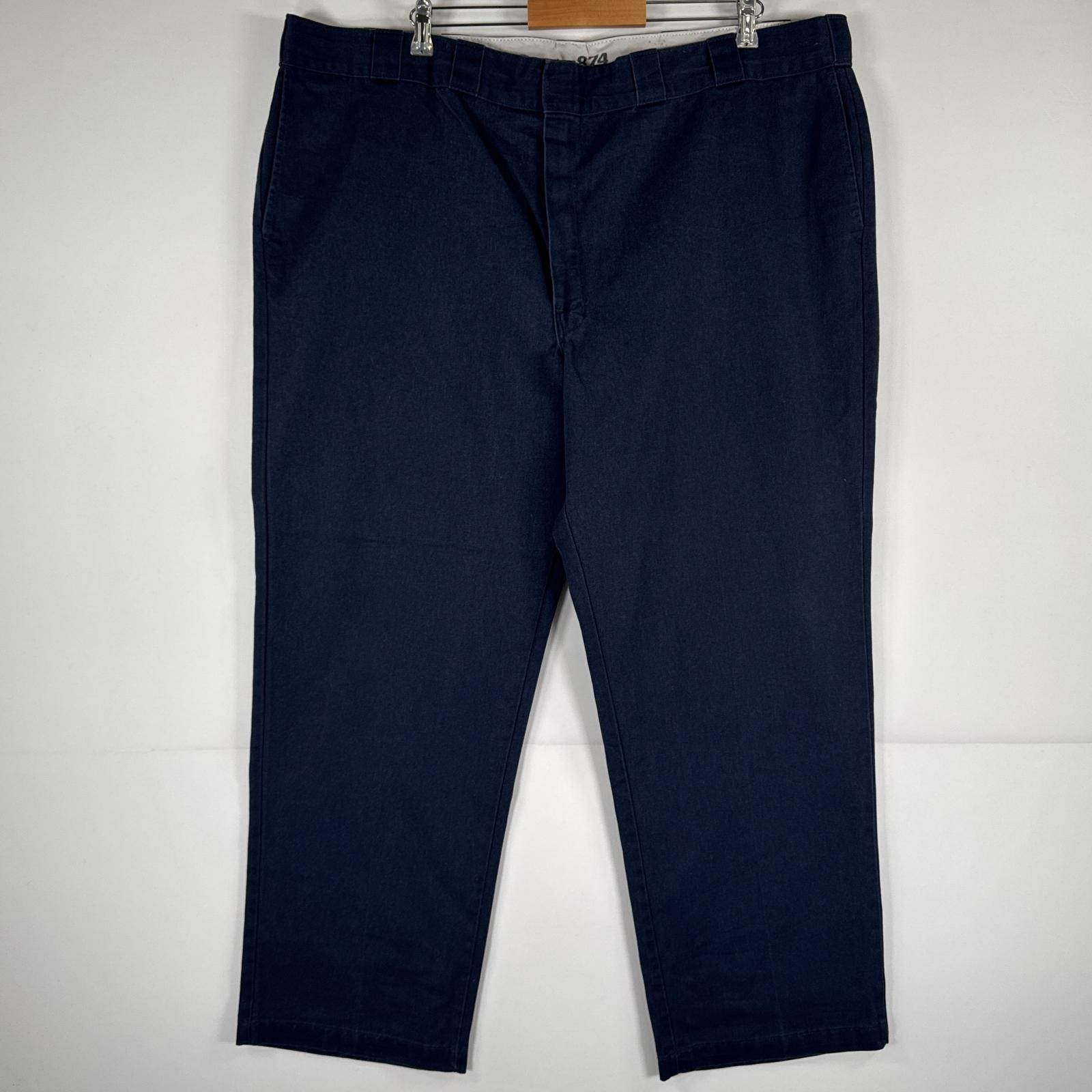 古着 ディッキーズ Dickies ワークパンツ ストレート 作業着 大きいサイズ 874 オリジナルフィット ワンポイント  ネイビー メンズ