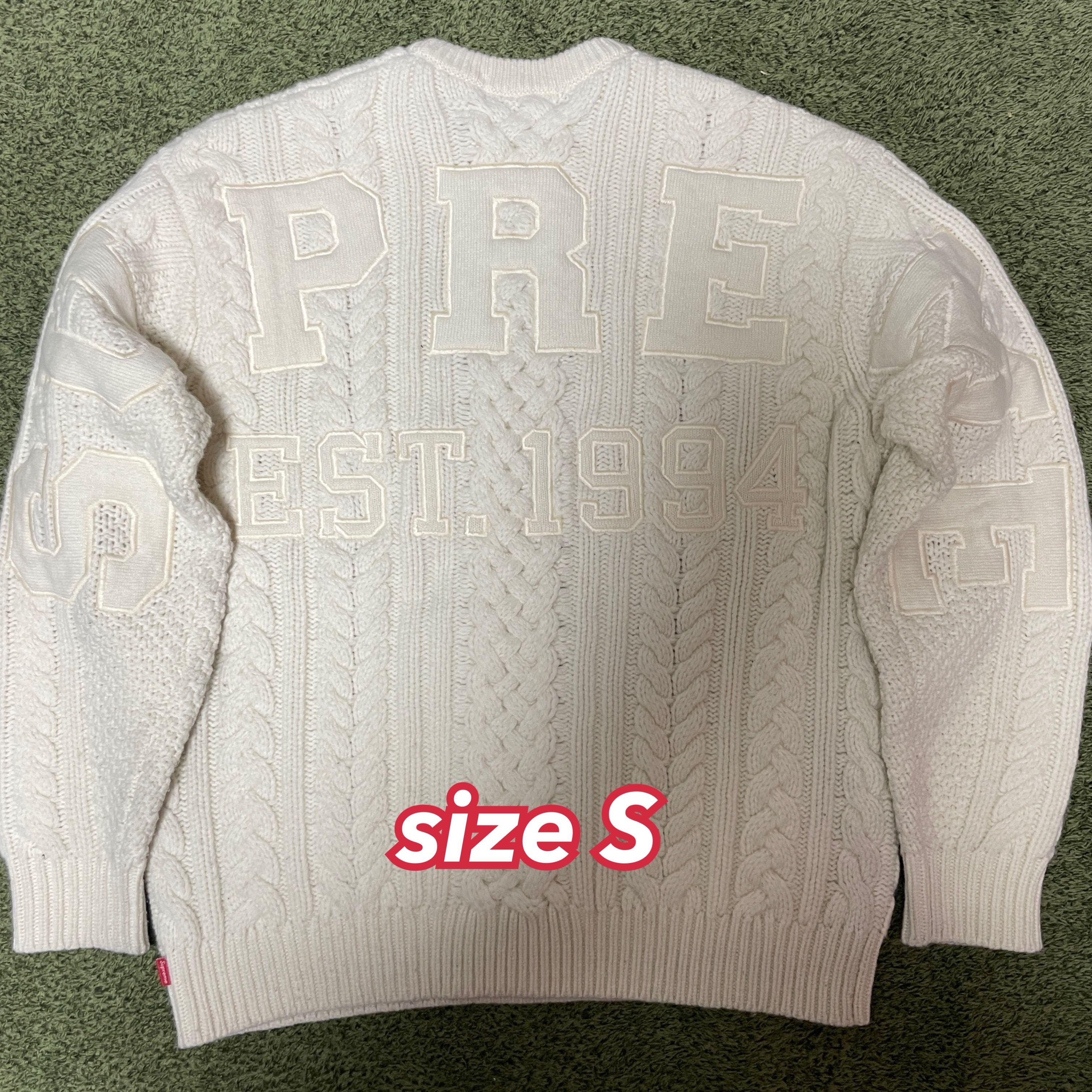 Supreme Applique Cable Knit Sweater "Ivory"