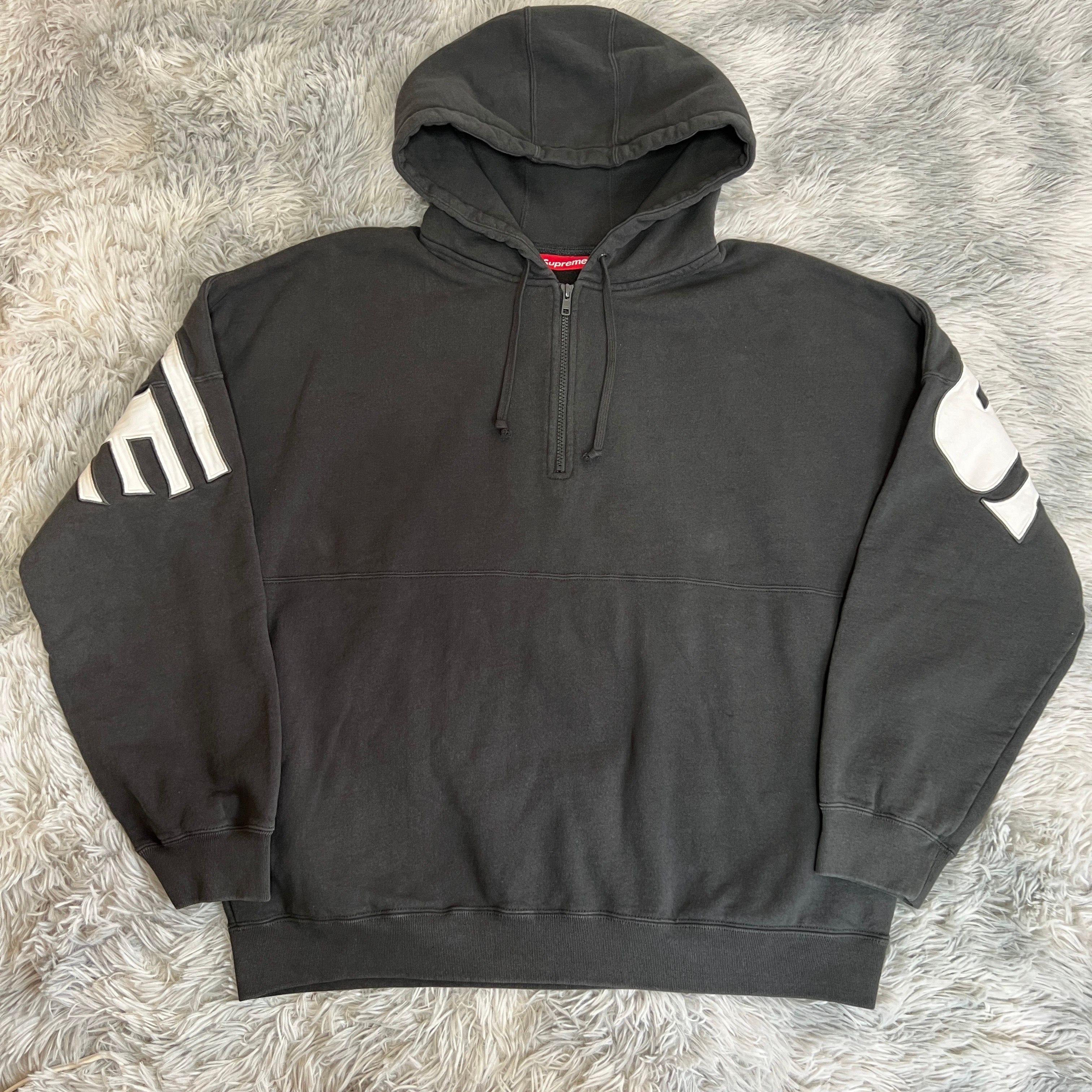 Supreme Wrapped Half Zip Hooded Sweatshirt "Washed Black"