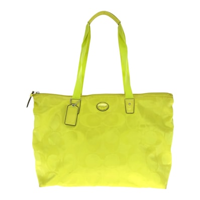 COACH コーチ シグネチャー イエロー シルバー金具 ナイロン レザー/ トートバッグ ショルダーバッグ 505873 【中古】