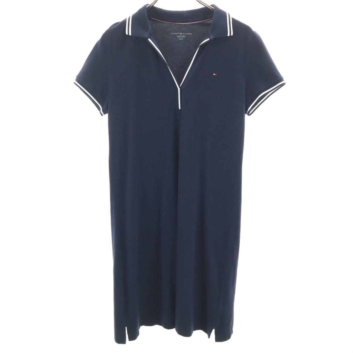 TOMMY HILFIGER トミーヒルフィガー 半袖 ポロ ワンピース S ネイビー